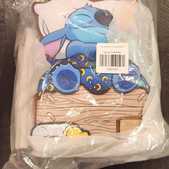 Loungefly Disney Lilo & Stitch Sleeping Stitch Mini Backpack AND Wallet